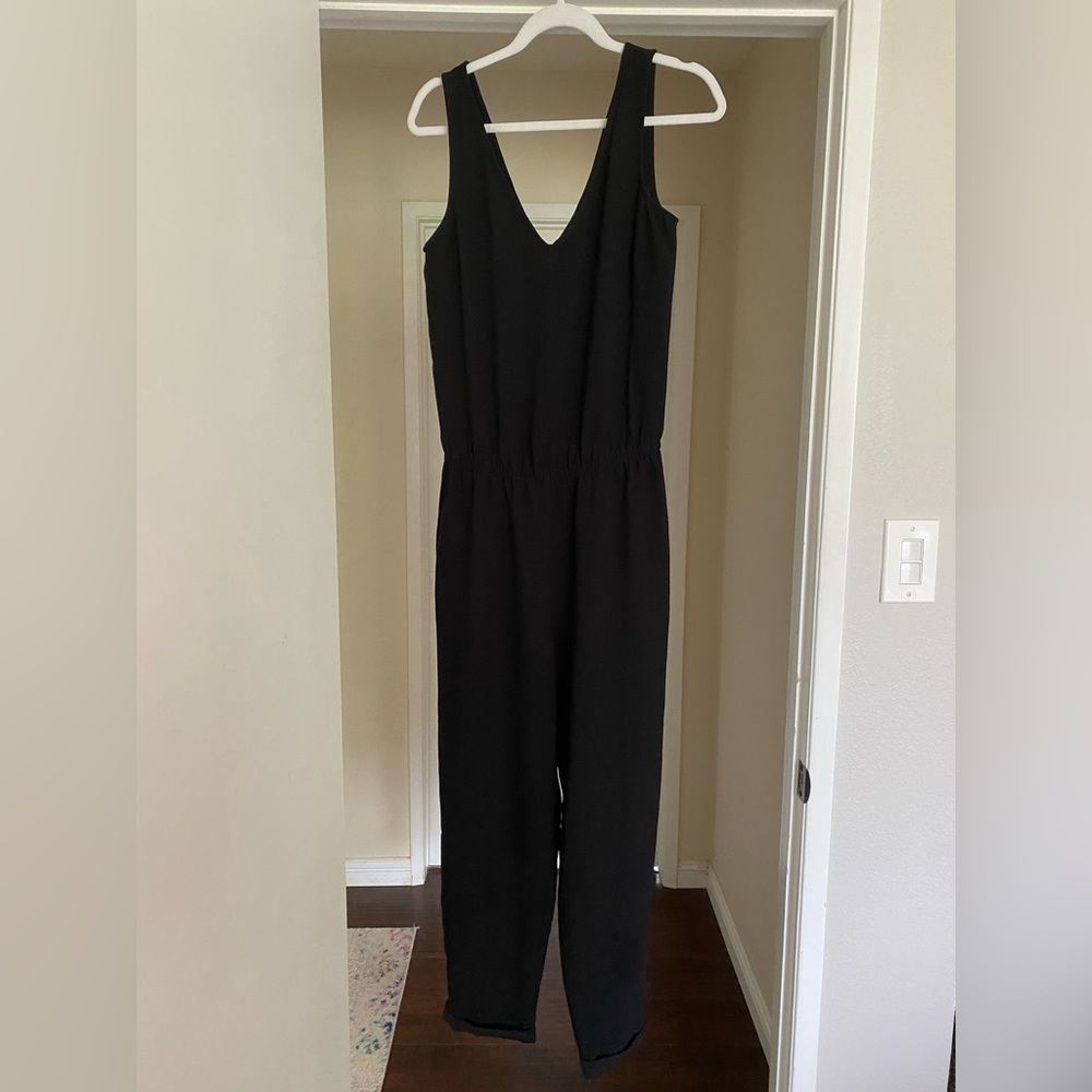 Marine layer elastic waist ankle leg jumpsuit (M, Black)